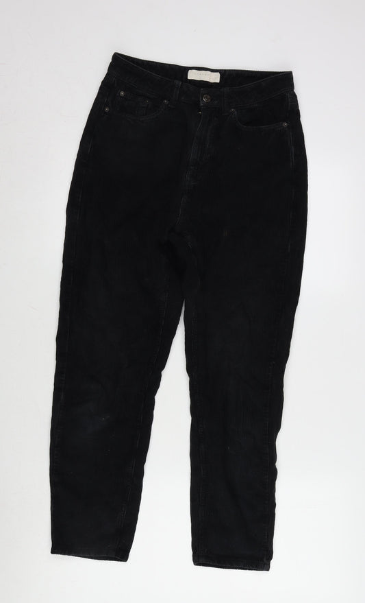 Topshop Womens Black Cotton Trousers Size 14 L24 in Regular Zip