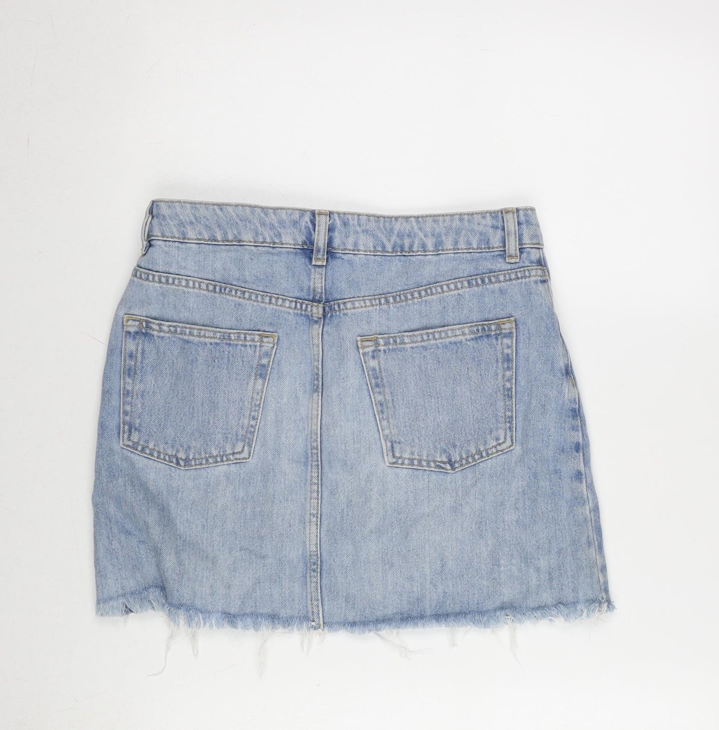 Topshop Womens Blue Cotton Bandage Skirt Size 10 Zip