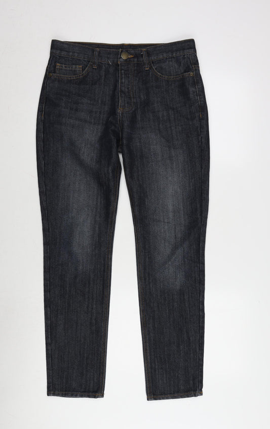 Denim & Co. Mens Blue Cotton Blend Straight Jeans Size 30 in L30 in Regular Zip