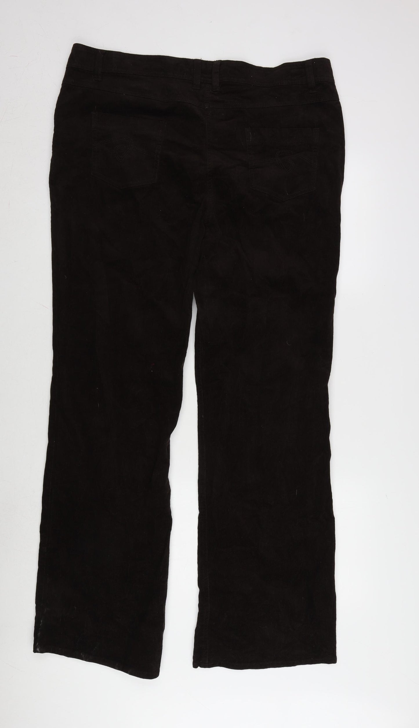 TU Womens Brown Cotton Trousers Size 18 L32.5 in Regular Zip