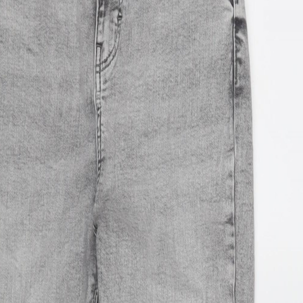 Denim & Co. Womens Grey Cotton Blend Tapered Jeans Size 10 L28 in Regular Zip