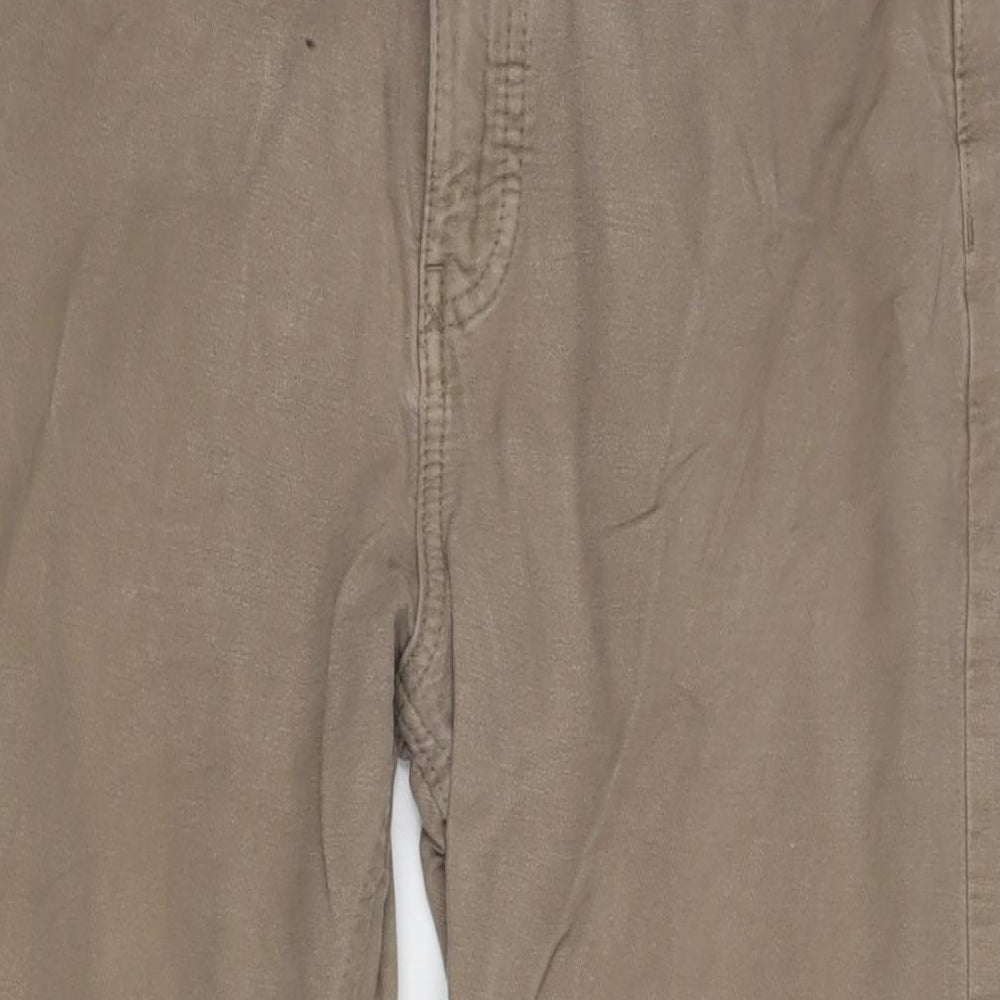 Marks and Spencer Mens Beige Cotton Blend Straight Jeans Size 32 in L30 in Regular Zip