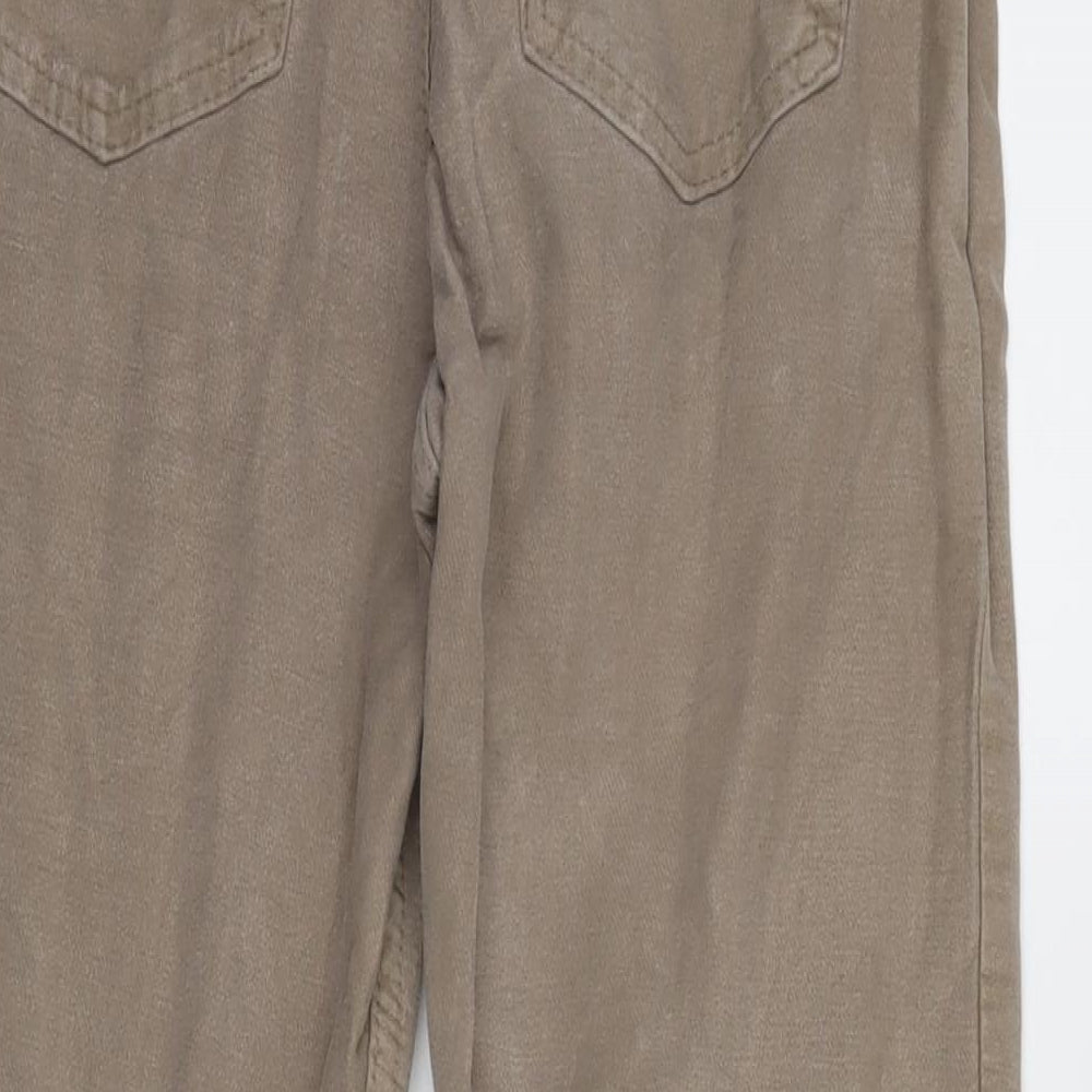 Marks and Spencer Mens Beige Cotton Blend Straight Jeans Size 32 in L30 in Regular Zip