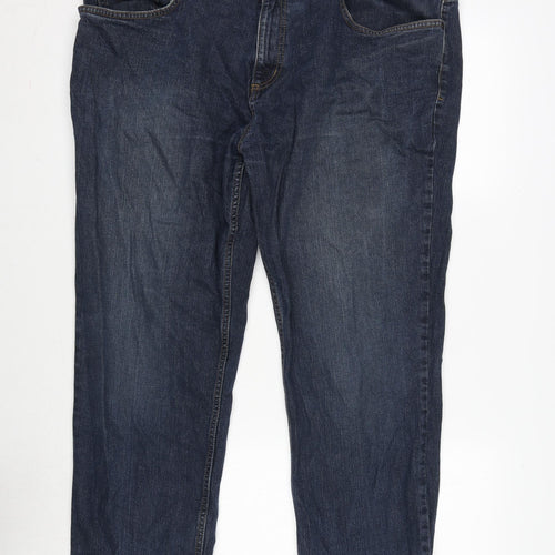 TU Mens Blue Cotton Blend Straight Jeans Size 40 in L30 in Regular Zip