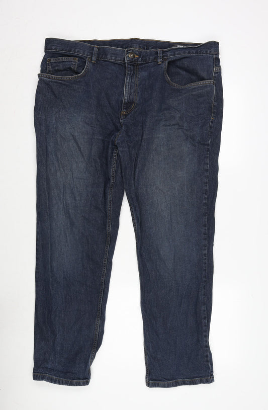 TU Mens Blue Cotton Blend Straight Jeans Size 40 in L30 in Regular Zip