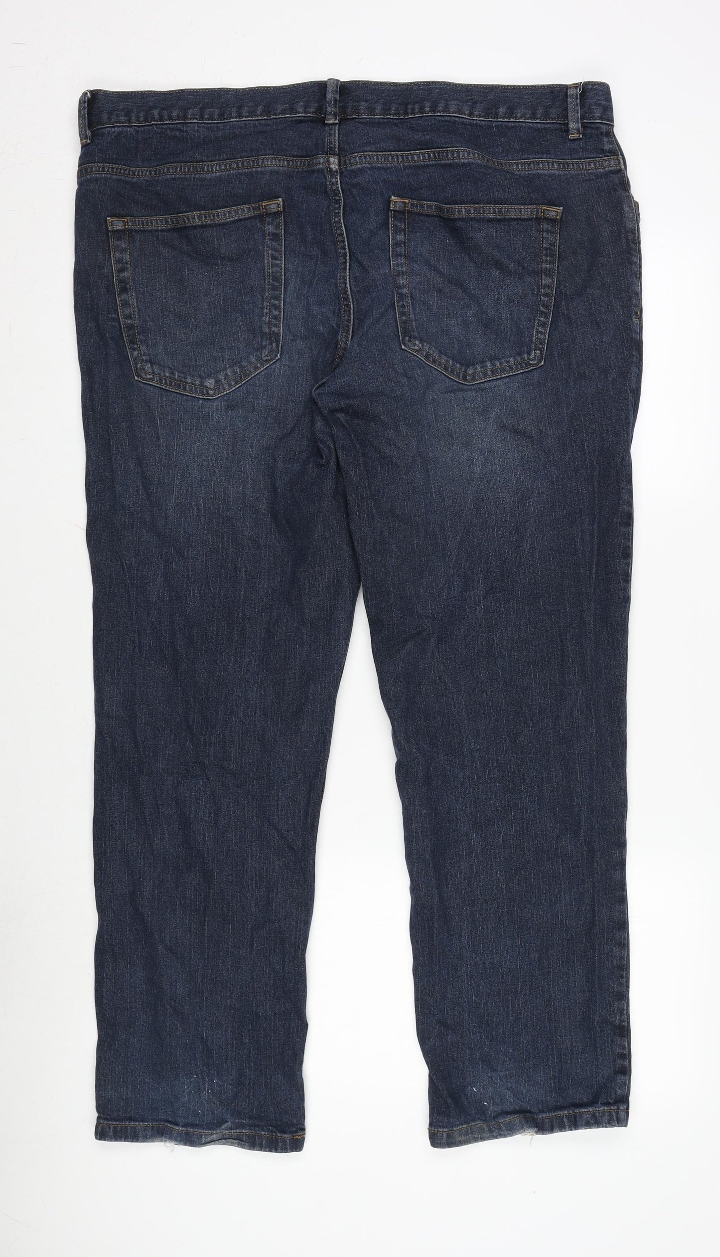 TU Mens Blue Cotton Blend Straight Jeans Size 40 in L30 in Regular Zip