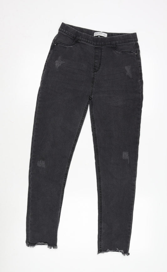 Denim & Co. Girls Grey Cotton Jegging Jeans Size 13-14 Years L26 in Regular - Distressed-Raw Hem