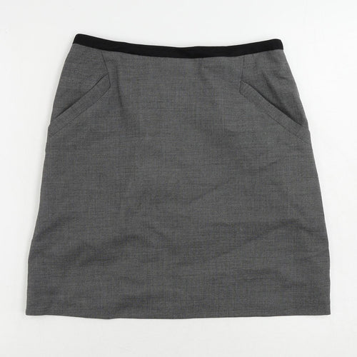 H&M Womens Grey Polyester Mini Skirt Size 10 Zip - Pockets