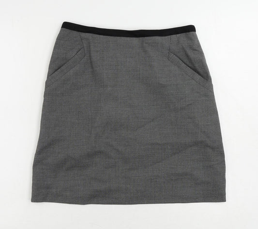 H&M Womens Grey Polyester Mini Skirt Size 10 Zip - Pockets