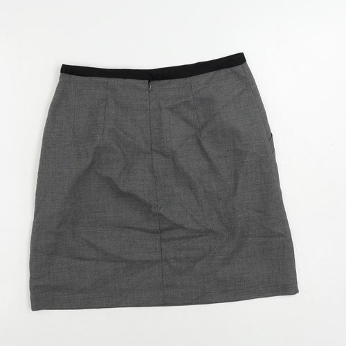 H&M Womens Grey Polyester Mini Skirt Size 10 Zip - Pockets