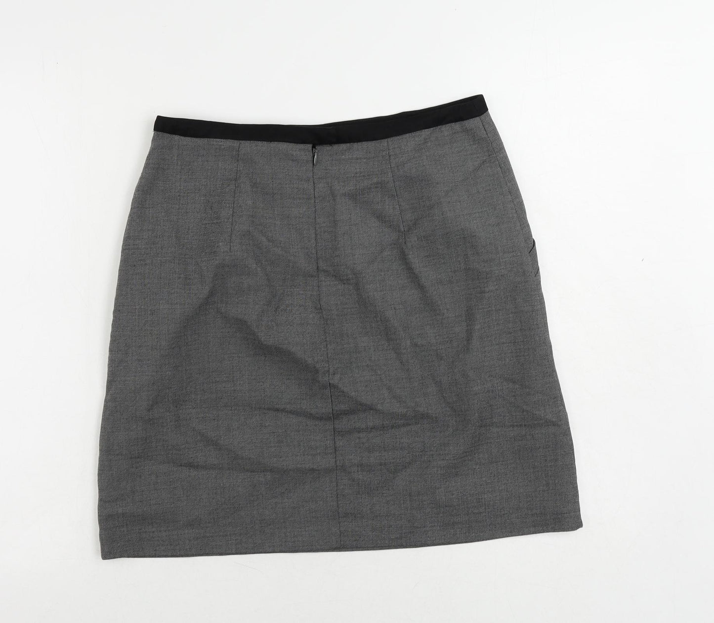 H&M Womens Grey Polyester Mini Skirt Size 10 Zip - Pockets