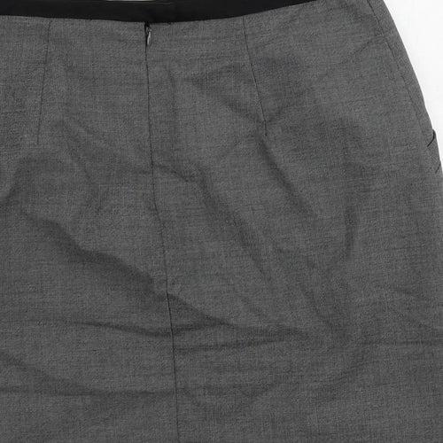 H&M Womens Grey Polyester Mini Skirt Size 10 Zip - Pockets