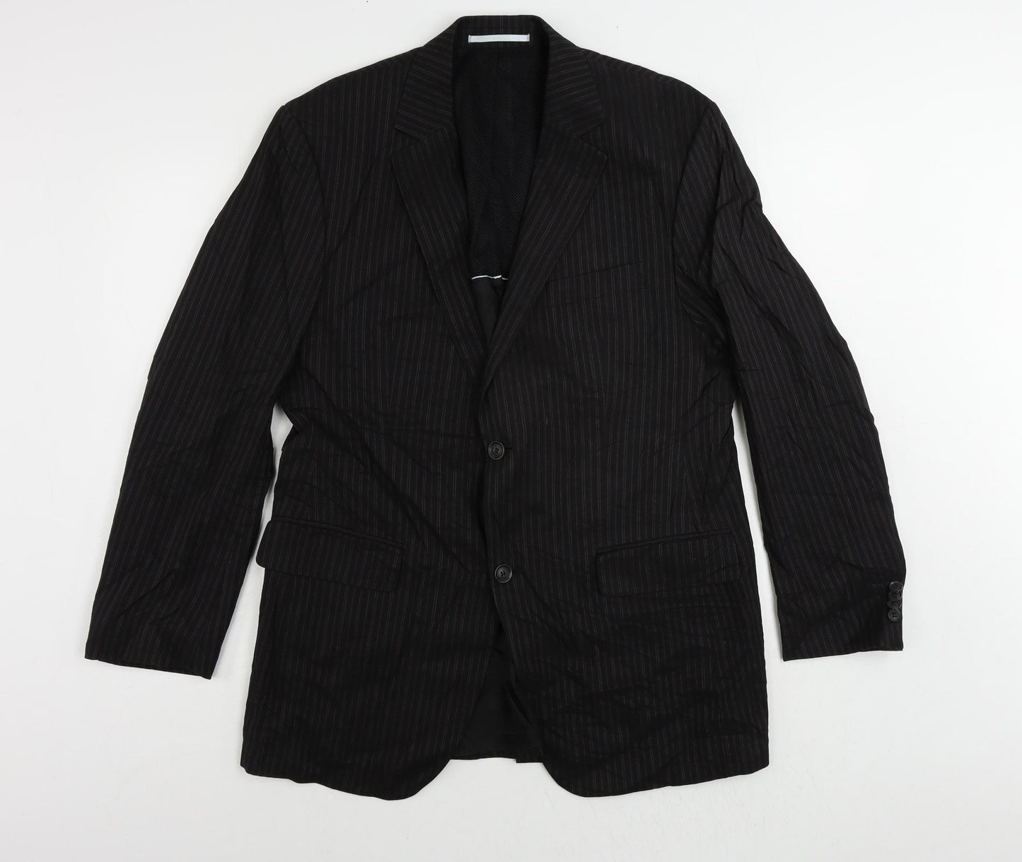 Carl Gross Mens Black Striped Linen Jacket Suit Jacket Size 40 Regular