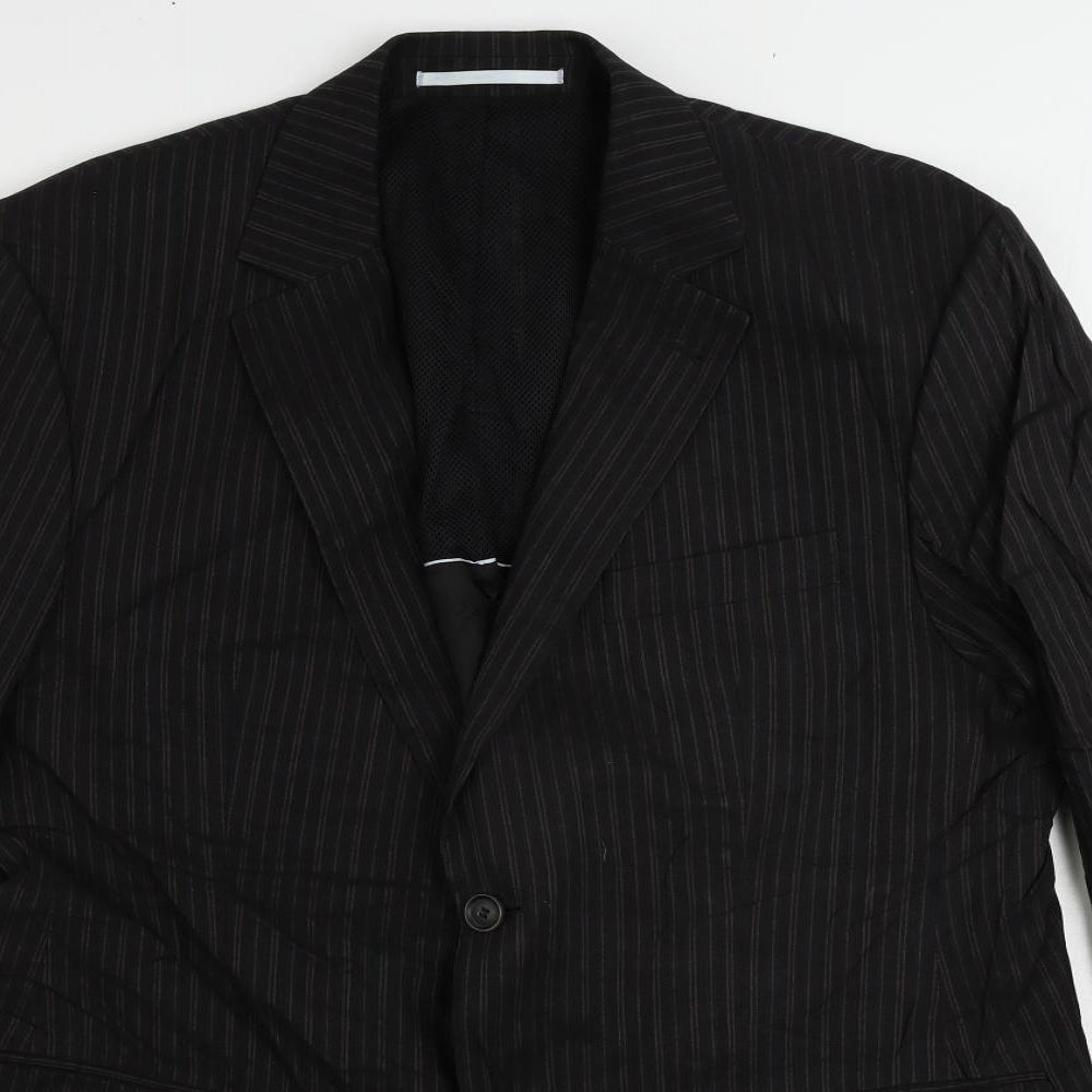 Carl Gross Mens Black Striped Linen Jacket Suit Jacket Size 40 Regular