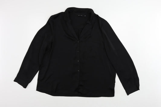 New Look Womens Black Polyester Basic Button-Up Size 18 Collared