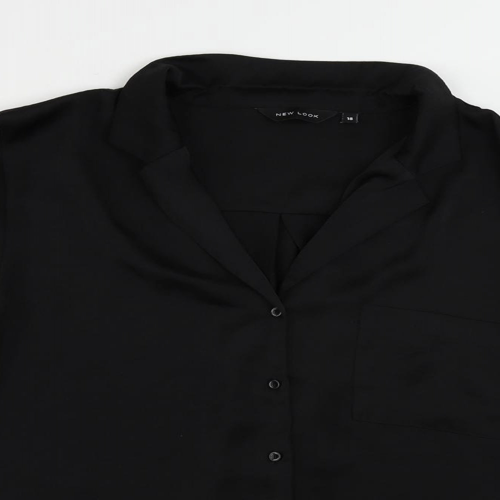 New Look Womens Black Polyester Basic Button-Up Size 18 Collared