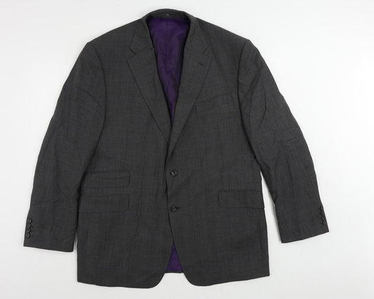 Marks and Spencer Mens Grey Plaid Wool Jacket Suit Jacket Size 44 Regular