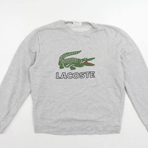 Lacoste Mens Grey Cotton Pullover Sweatshirt Size L - Vintage Logo