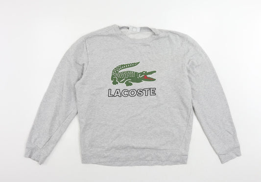 Lacoste Mens Grey Cotton Pullover Sweatshirt Size L - Vintage Logo