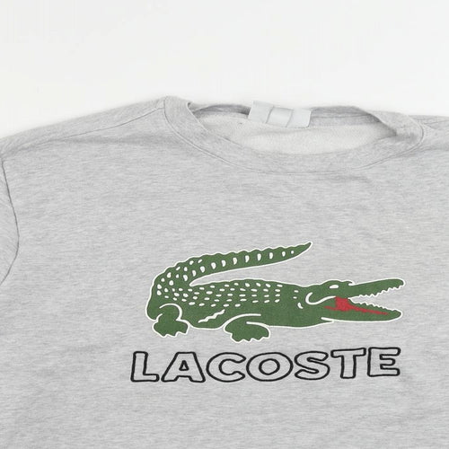 Lacoste Mens Grey Cotton Pullover Sweatshirt Size L - Vintage Logo