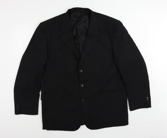 St Bernard Mens Black Polyester Jacket Blazer Size 44 Regular