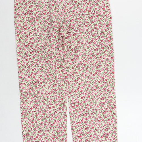 Boden Womens Pink Floral Cotton Cropped Trousers Size 12 L22 in Regular Zip