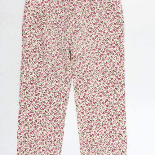 Boden Womens Pink Floral Cotton Cropped Trousers Size 12 L22 in Regular Zip