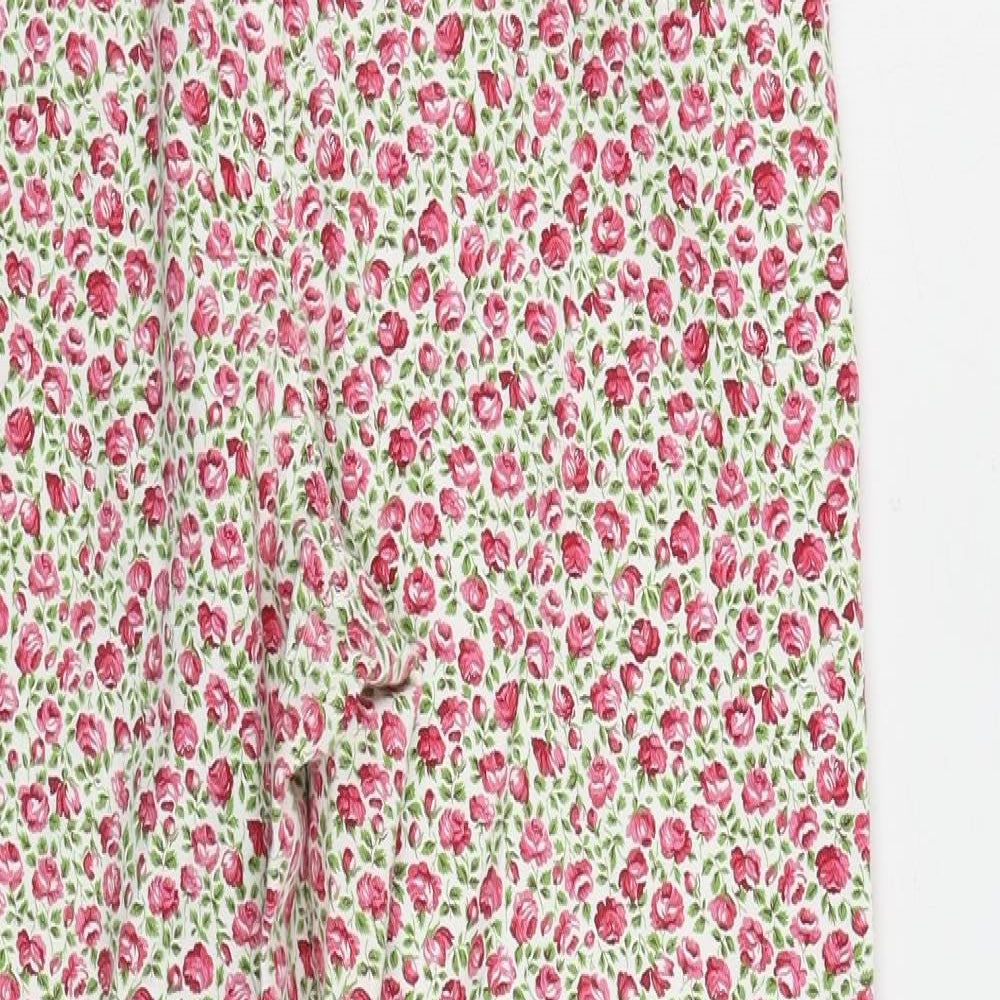 Boden Womens Pink Floral Cotton Cropped Trousers Size 12 L22 in Regular Zip