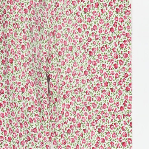 Boden Womens Pink Floral Cotton Cropped Trousers Size 12 L22 in Regular Zip