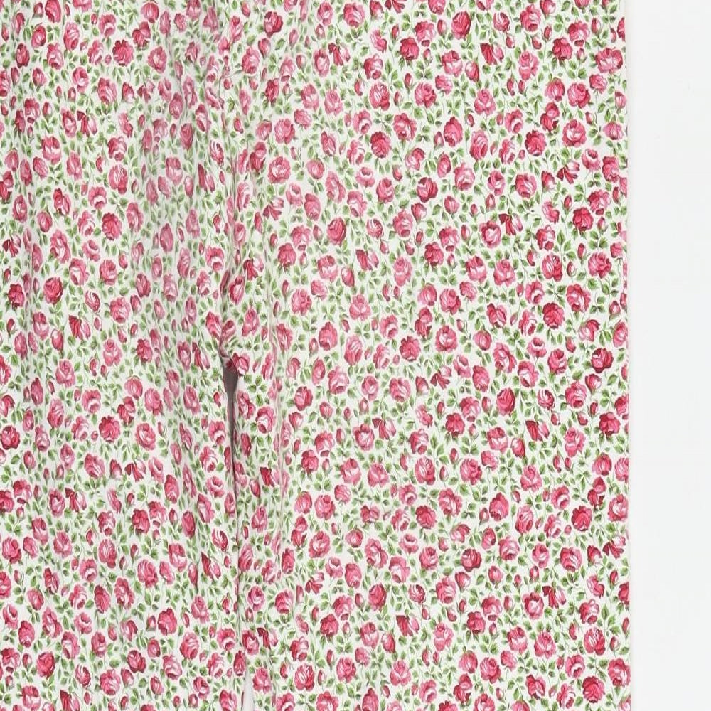 Boden Womens Pink Floral Cotton Cropped Trousers Size 12 L22 in Regular Zip