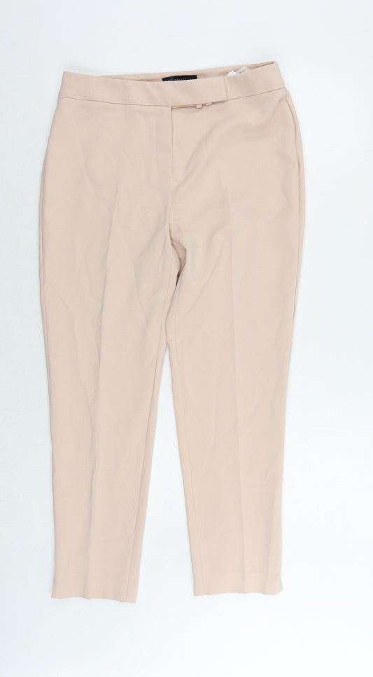 Marks and Spencer Womens Pink Polyester Chino Trousers Size 12 L28 in Regular Zip