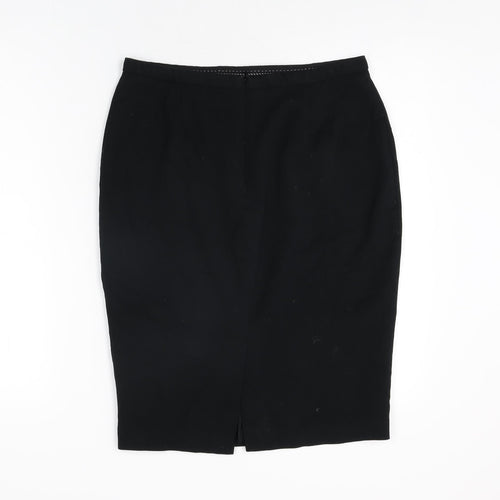 Marks and Spencer Womens Black Polyester Straight & Pencil Skirt Size 12 Zip