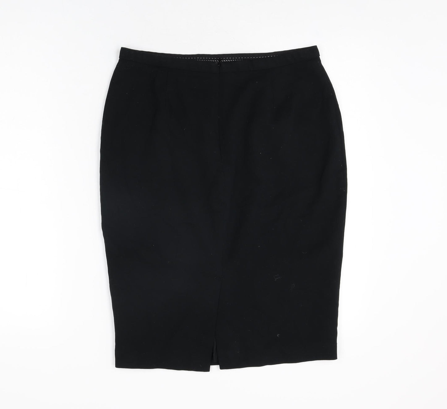 Marks and Spencer Womens Black Polyester Straight & Pencil Skirt Size 12 Zip