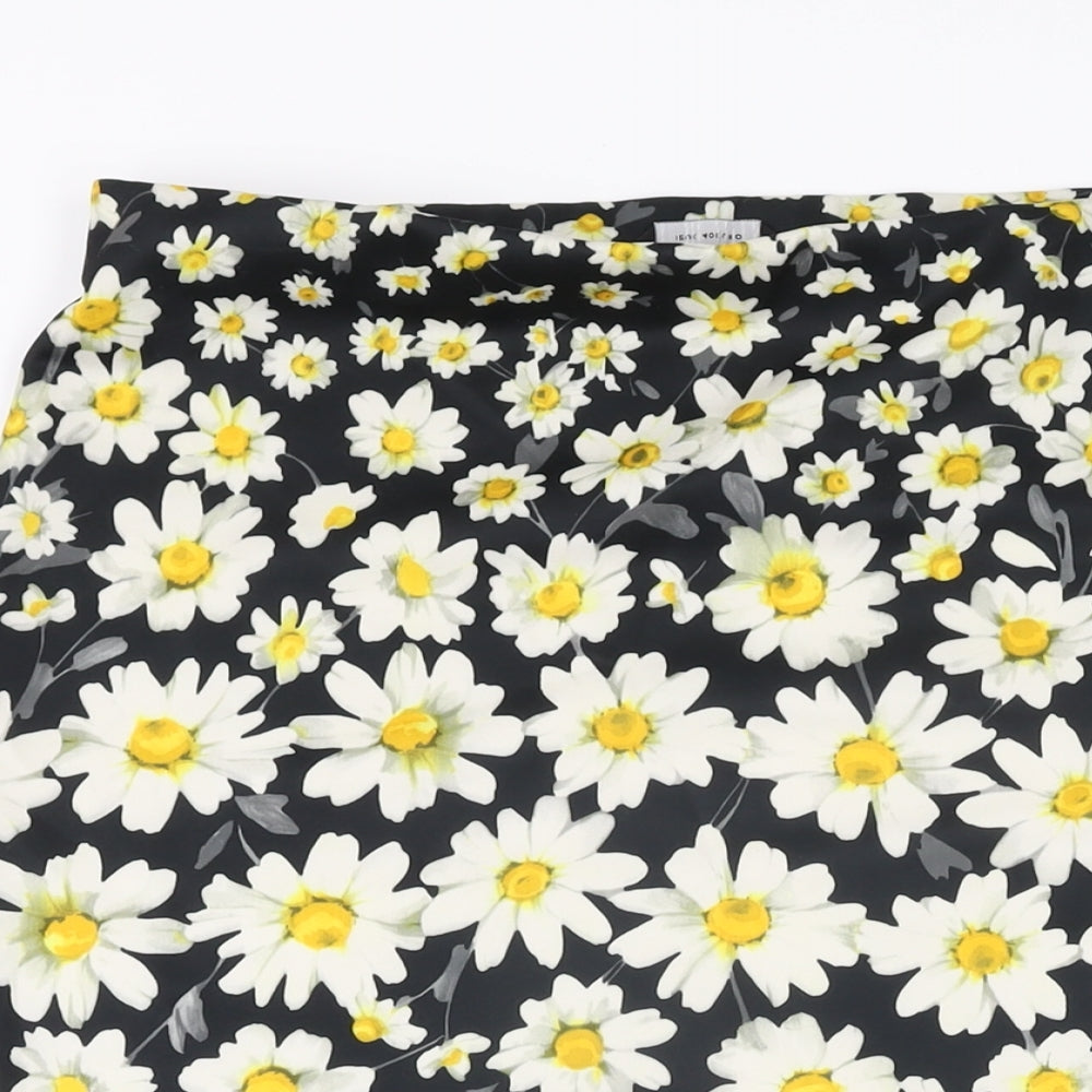 Dorothy Perkins Womens Black Floral Polyester Straight & Pencil Skirt Size 12