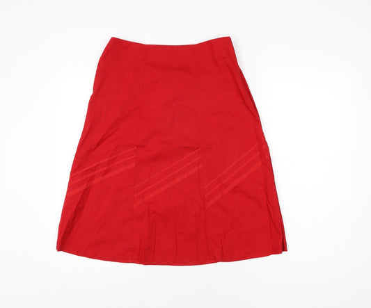 MK One Womens Red Cotton Swing Skirt Size 10 Zip