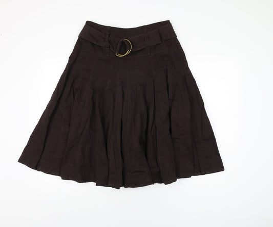 NEXT Womens Brown Cotton Swing Skirt Size 10 Zip