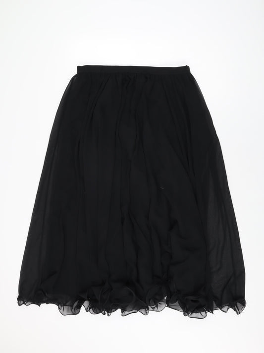 Frank Usher Womens Black Polyester Swing Skirt Size 16 Zip