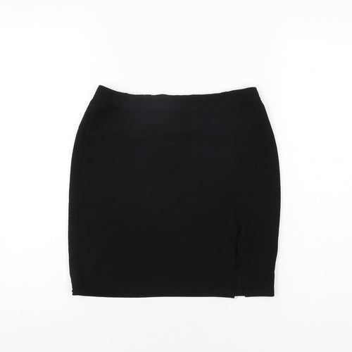 PRETTYLITTLETHING Womens Black Polyester Mini Skirt Size 10