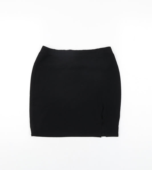 PRETTYLITTLETHING Womens Black Polyester Mini Skirt Size 10