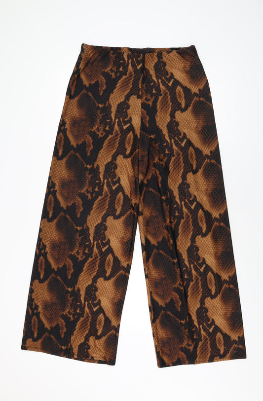 Dorothy Perkins Womens Brown Animal Print Polyester Trousers Size 10 L29 in Regular