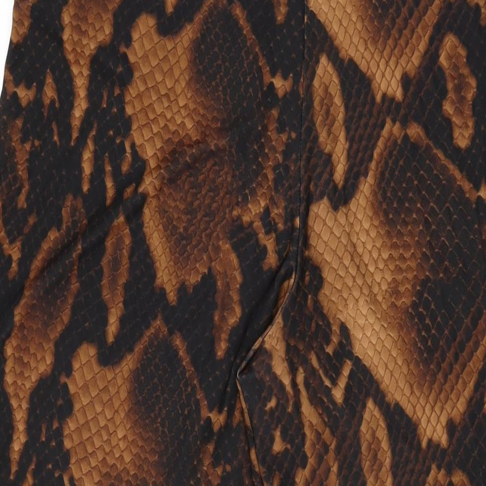 Dorothy Perkins Womens Brown Animal Print Polyester Trousers Size 10 L29 in Regular