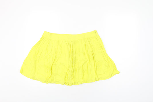 Limited Collection Womens Yellow Floral Cotton Mini Skirt Size 12 Zip