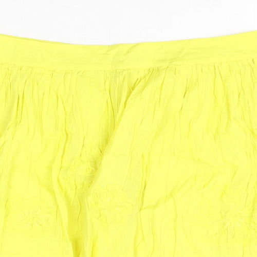 Limited Collection Womens Yellow Floral Cotton Mini Skirt Size 12 Zip