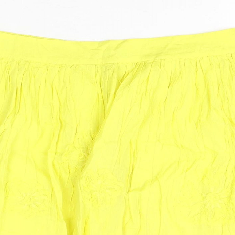 Limited Collection Womens Yellow Floral Cotton Mini Skirt Size 12 Zip