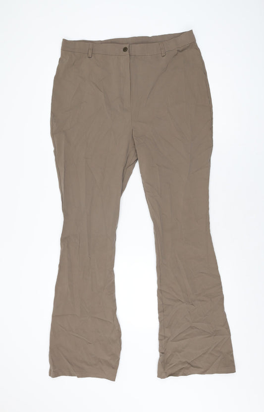 Topshop Womens Brown Viscose Trousers Size 18 L31 in Regular Zip