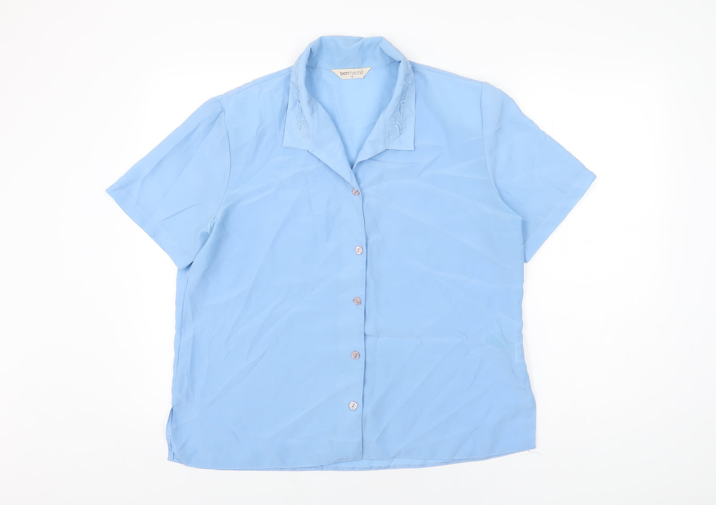 Bonmarché Womens Blue Polyester Basic Button-Up Size 18 Collared