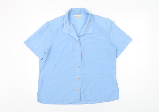 Bonmarché Womens Blue Polyester Basic Button-Up Size 18 Collared