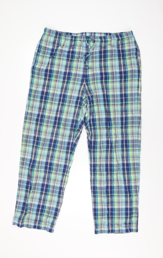 Orvis Womens Multicoloured Plaid Cotton Trousers Size L L29 in Regular Drawstring