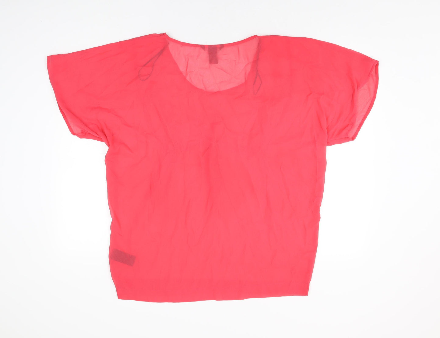 H&M Womens Pink Polyester Basic Blouse Size 8 Round Neck