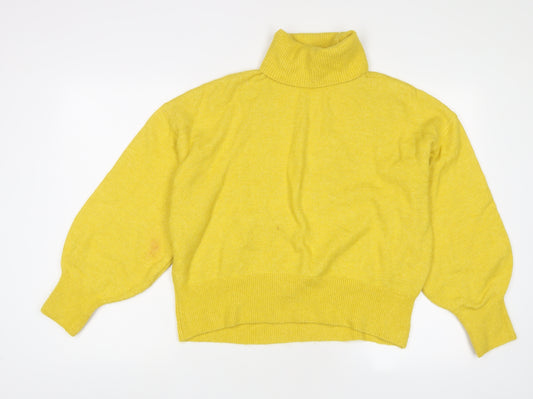 H&M Womens Yellow Roll Neck Polyester Pullover Jumper Size M